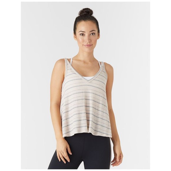 GLYDER Movement Tank Top Rosewater Stripe Waffle sz M Women's Yoga Active Casual - Picture 1 of 12